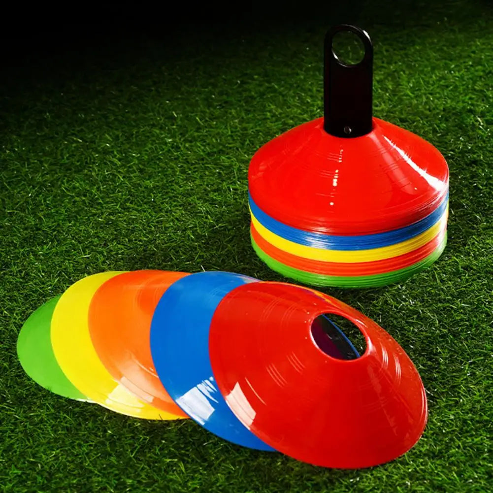 50Pcs Soccer Training Cones with Mesh Bag Football Training Sports Saucer Cones Marker Discs Soccer Rugby Training Disc Bucket