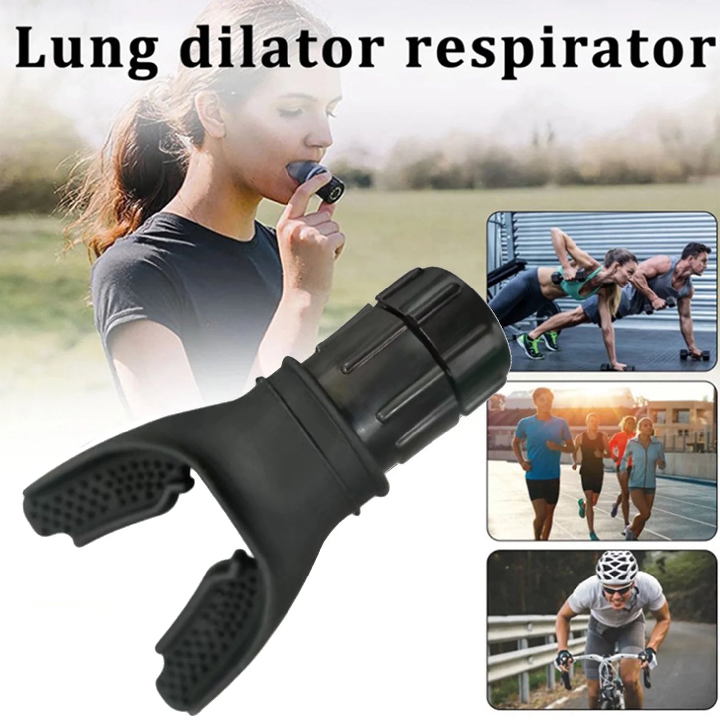 Inhale Respiratory Trainer Silicone Breathing Fitness Trainer - Lung Expansion Expander Exercise Device for Improved Health Daily Training Device, Easy to Use for Most People Black